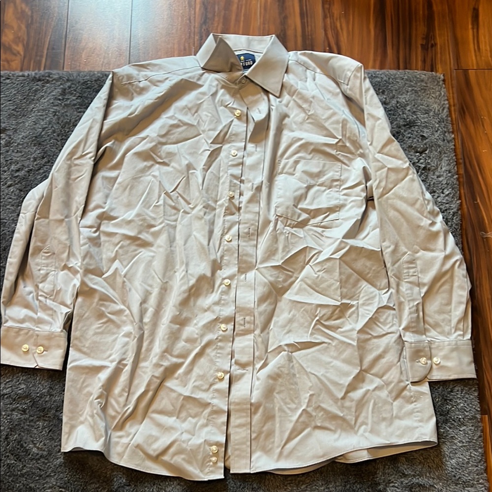 Stafford Tan Dress Shirt Lightweight Cotton Blend